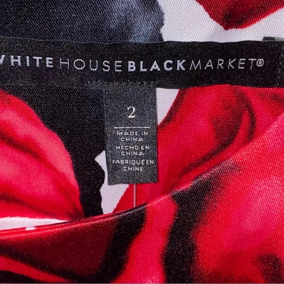 NWT White House Black Market Rose Floral Print Bodycon Sleeveless Dress Size 2 - Picture 8 of 9